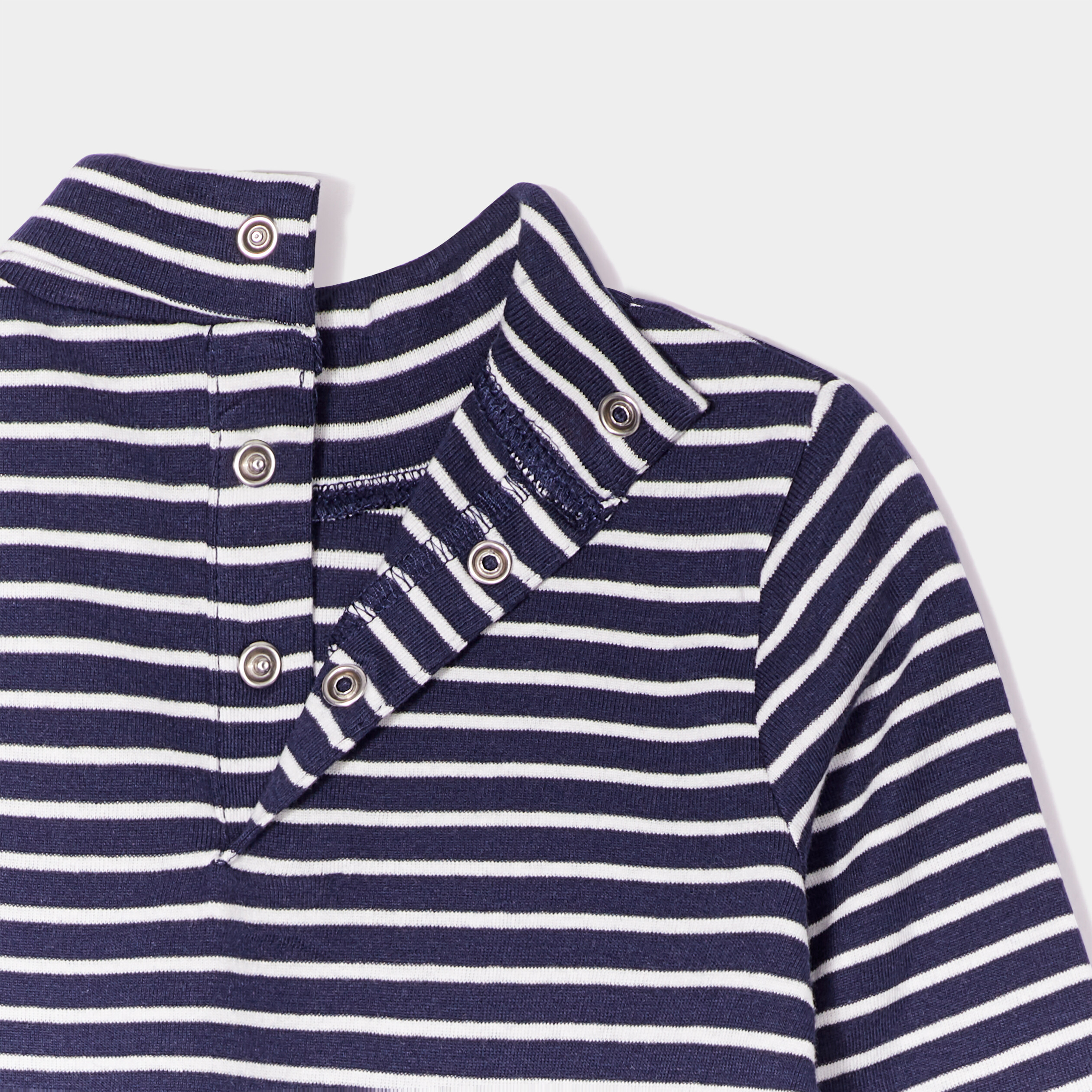 Sous-pull col roulé boutonné coton bleu marine bébé garçon | La Halle