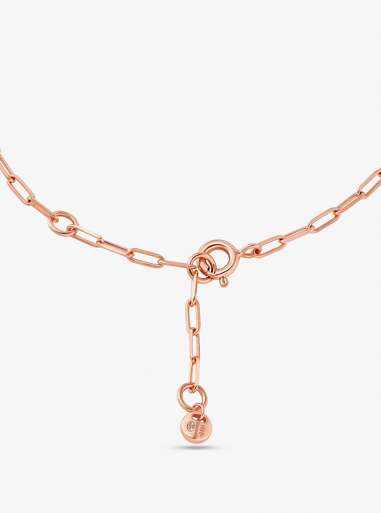 Precious Metal-Plated Sterling Silver Pavé Empire Logo Chain Link Bracelet - ROSE GOLD