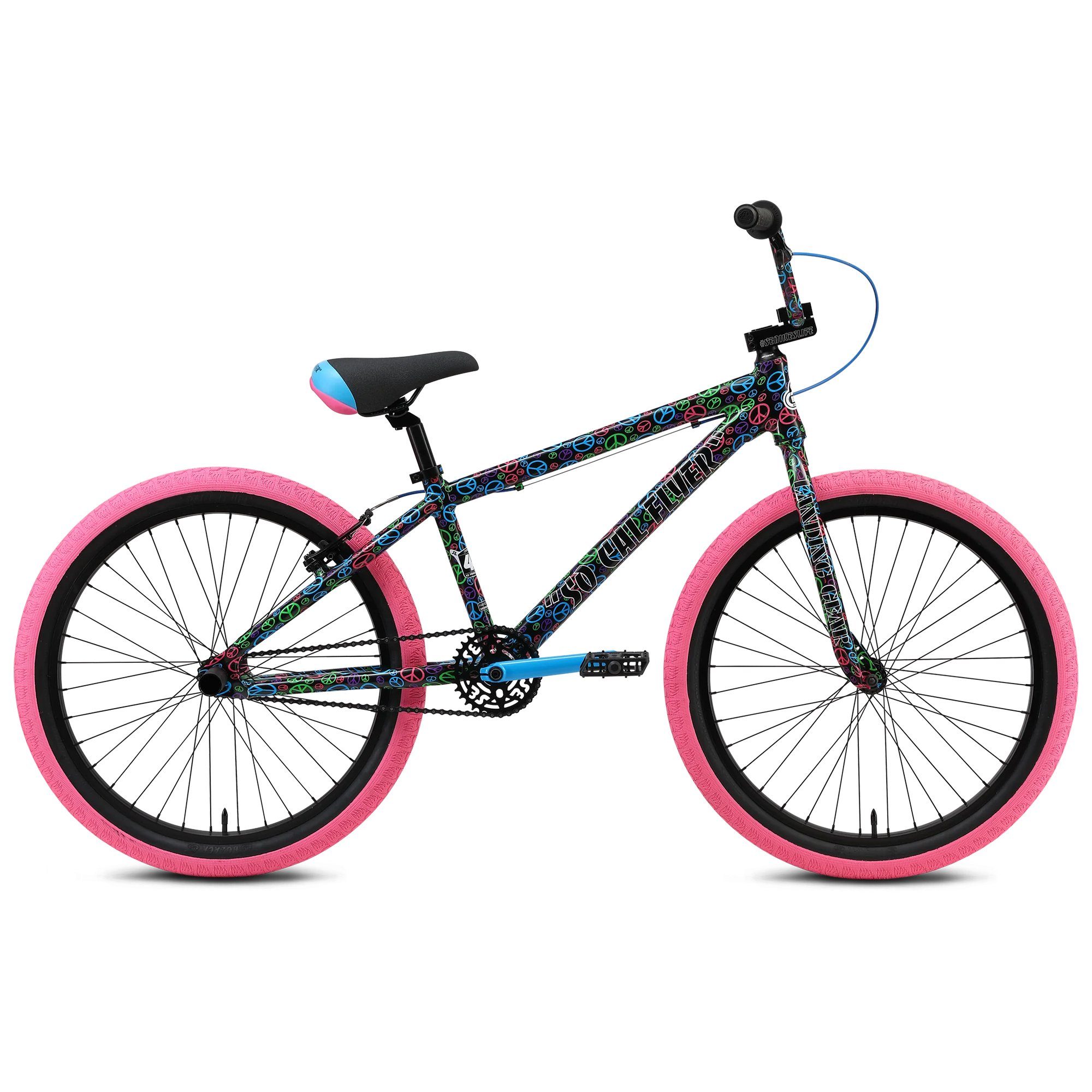 SE Bikes BMX-Rad So Cal Flyer, 1 Gang, ohne Schaltung, BMX 24 Zoll für Erwachsene und Jugendliche ab 160 cm Fahrrad Freestyle