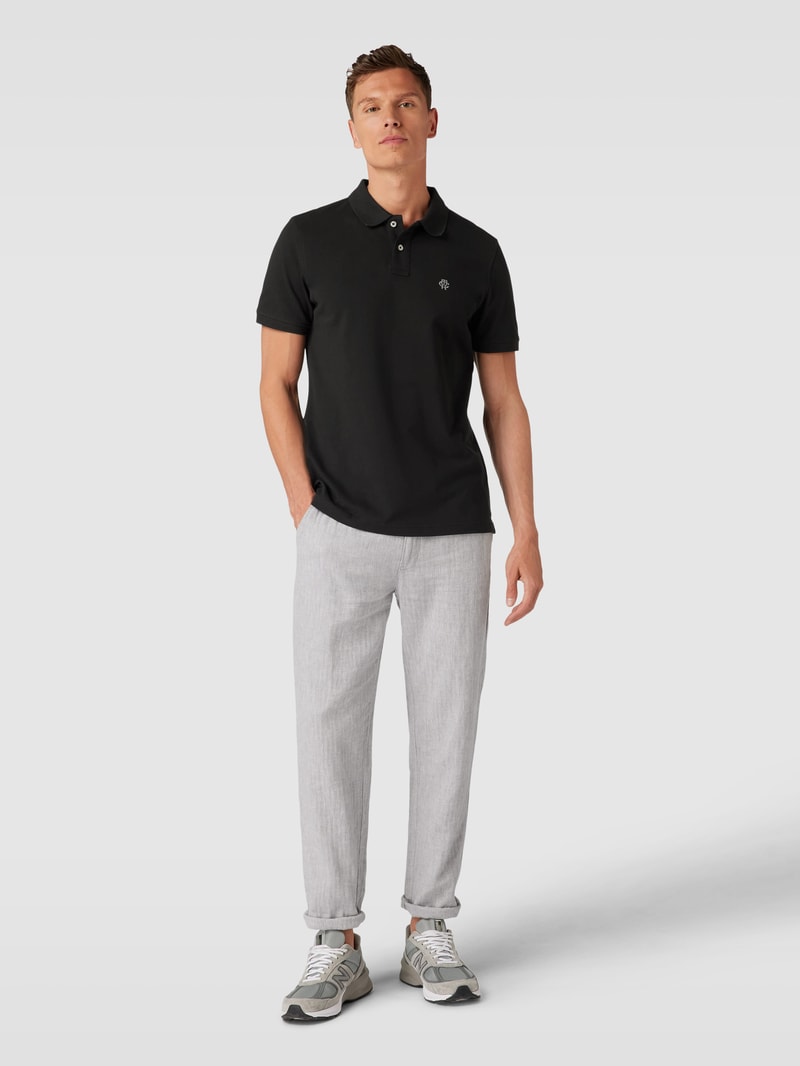 Poloshirt mit Label-Stitching in schwarz