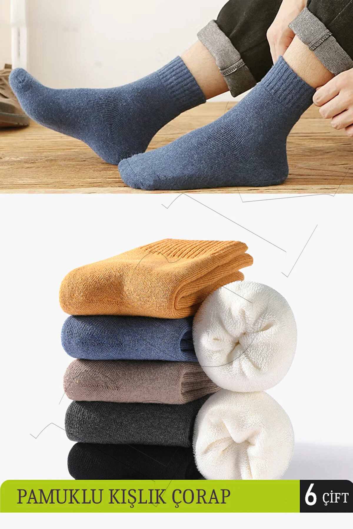 BGK  Unisex 6 Paar handtuchfarbene Wintersocken