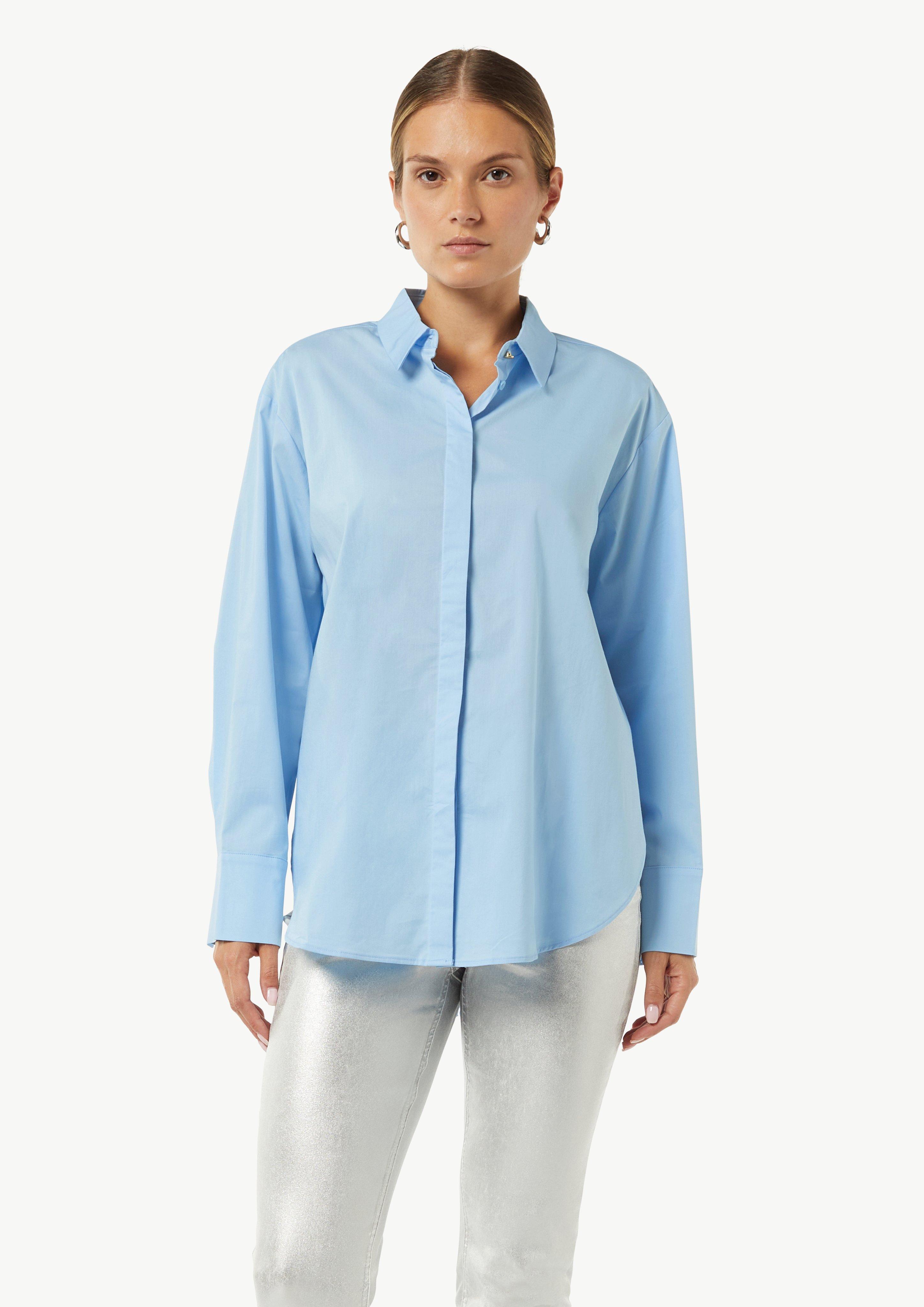 Oversized-Hemdbluse aus Popeline - hellblau