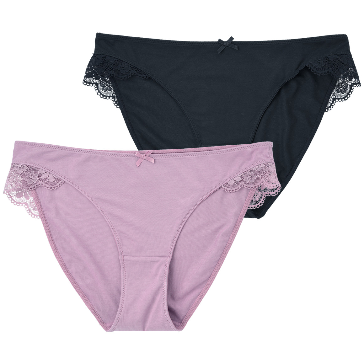 2 Damen Slips mit Spitzenbesatz