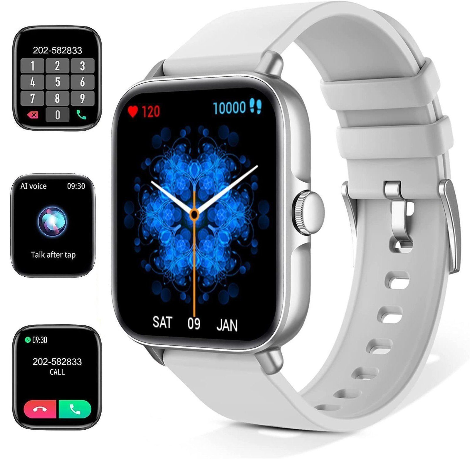 Mutoy smartwatch,Fitness Tracker uhr für Damen Herren mit Telefonfunktion Smartwatch (Fitnessuhr mit Telefonfunktion 1,7