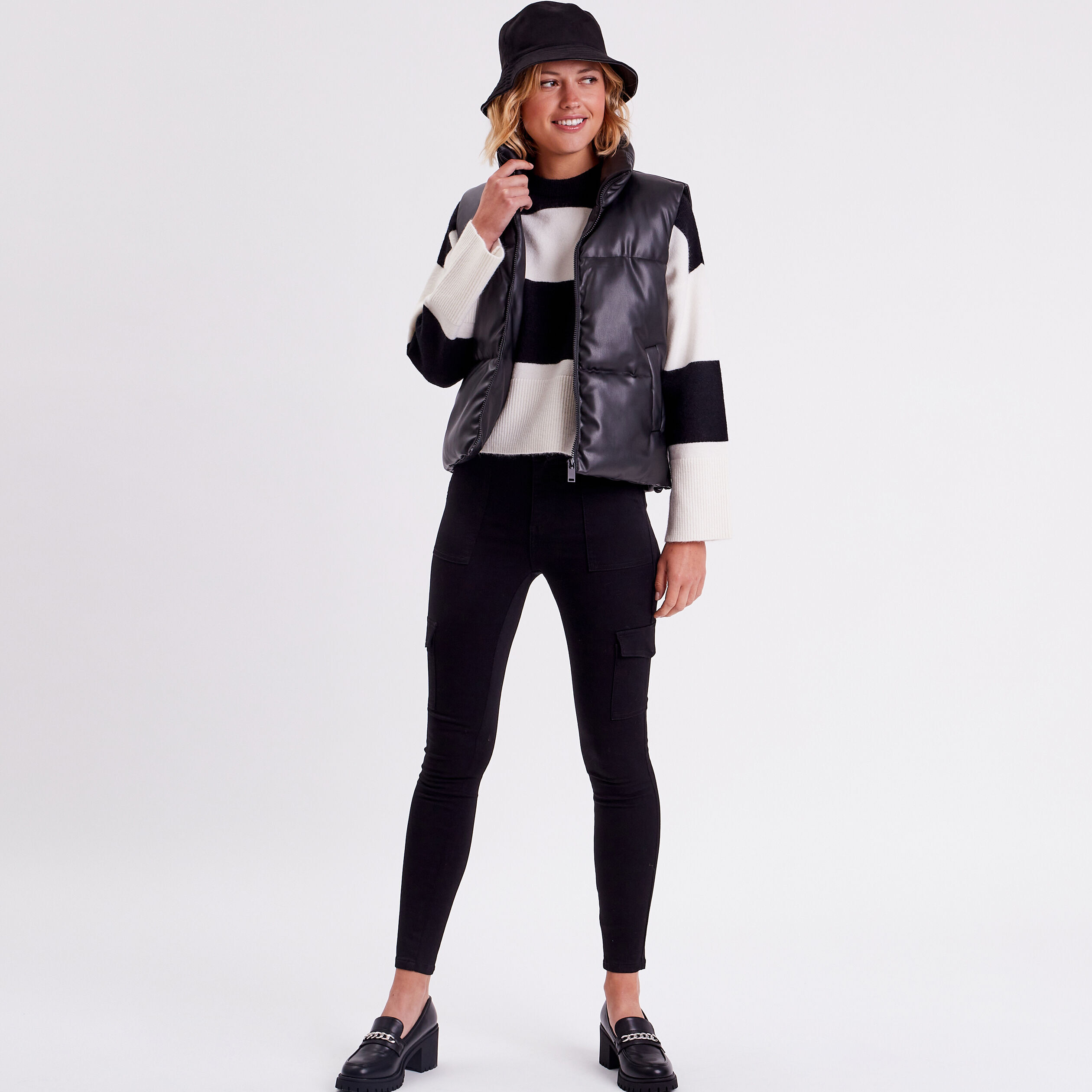 Jeans skinny poches cargo denim noir femme | Cache Cache
