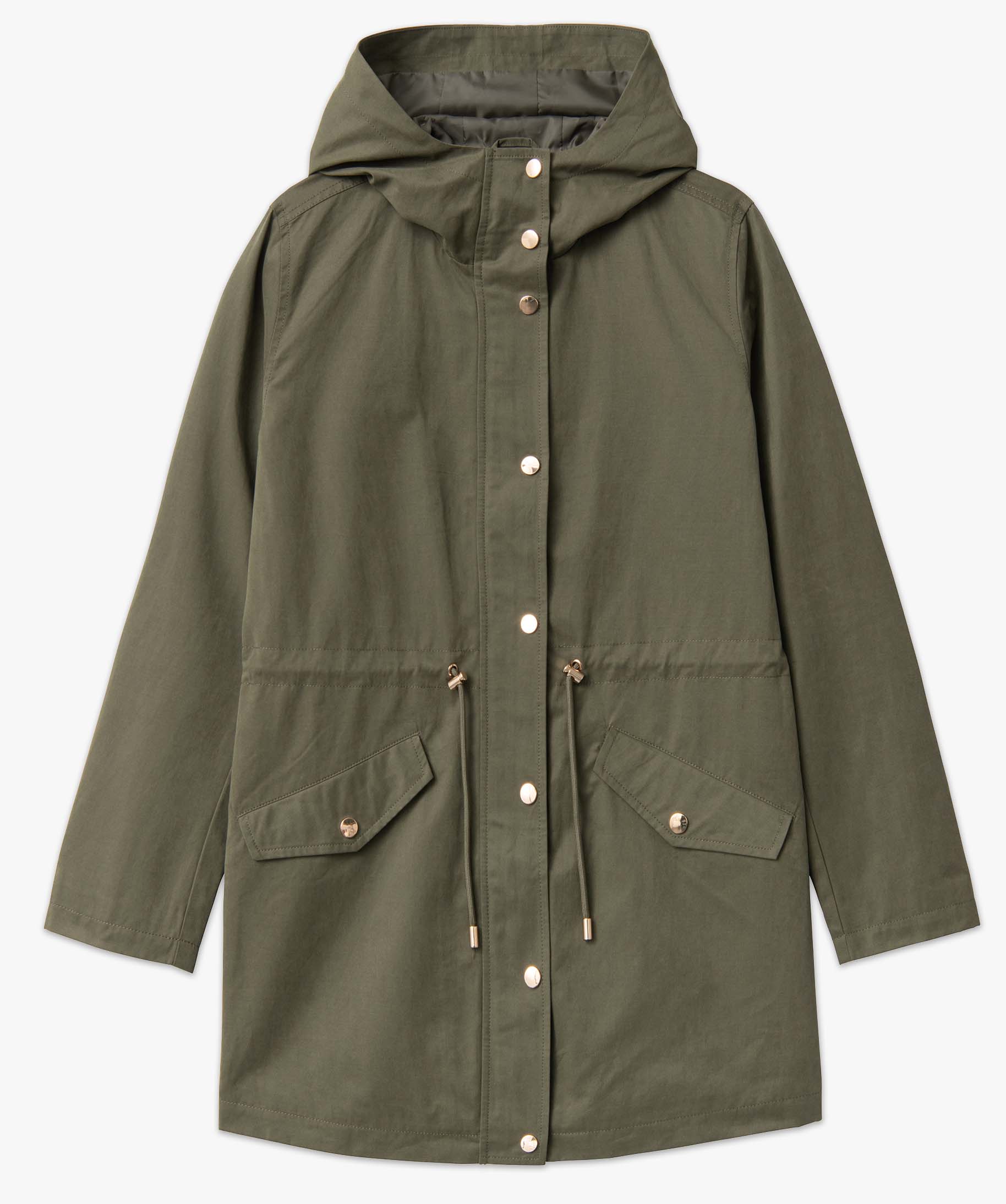 Trench femme à capuche avec boutons métalliques kaki | GEMO