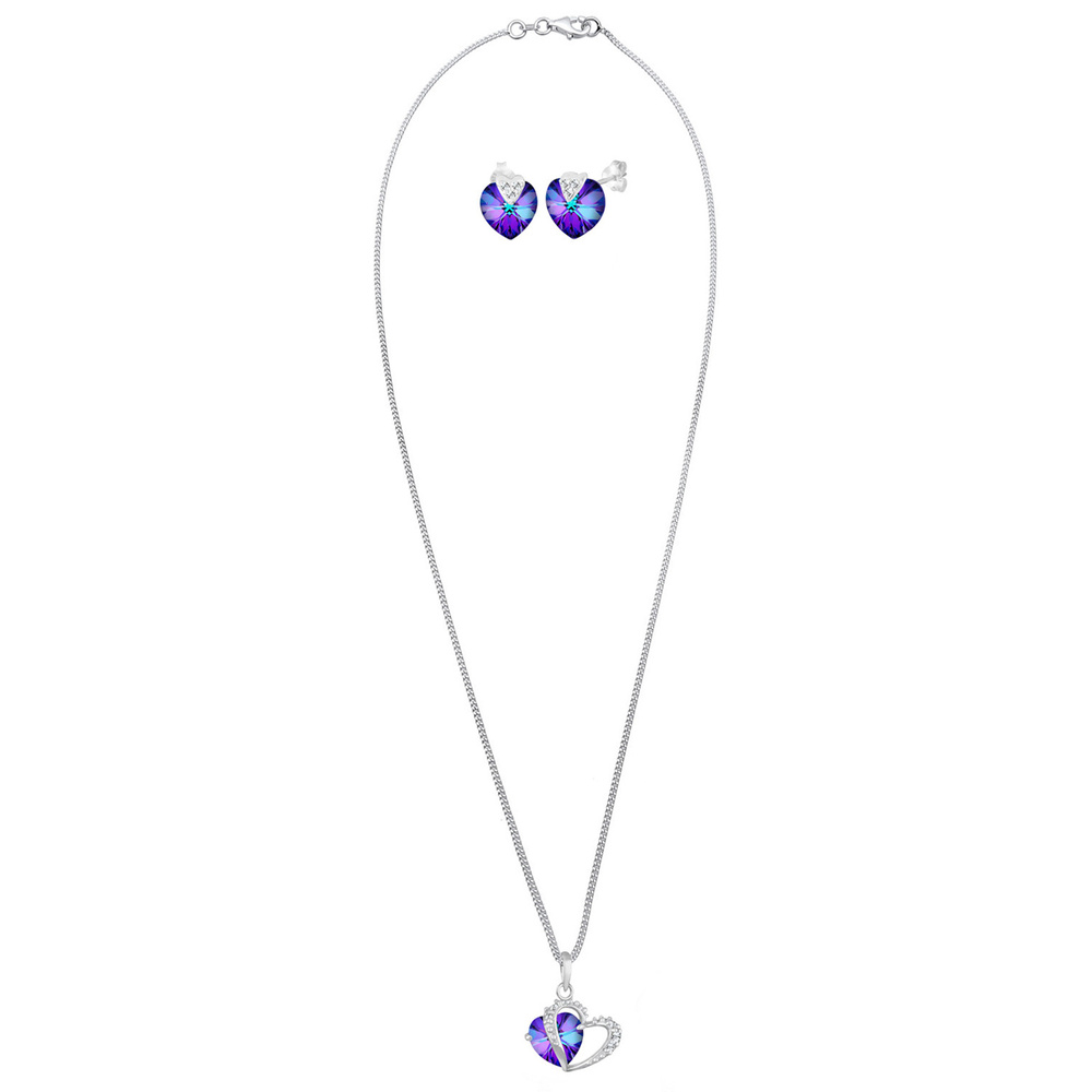 Elli Elli Ensemble de Bijoux Herz Kristalle 925 Silber Bijoux
