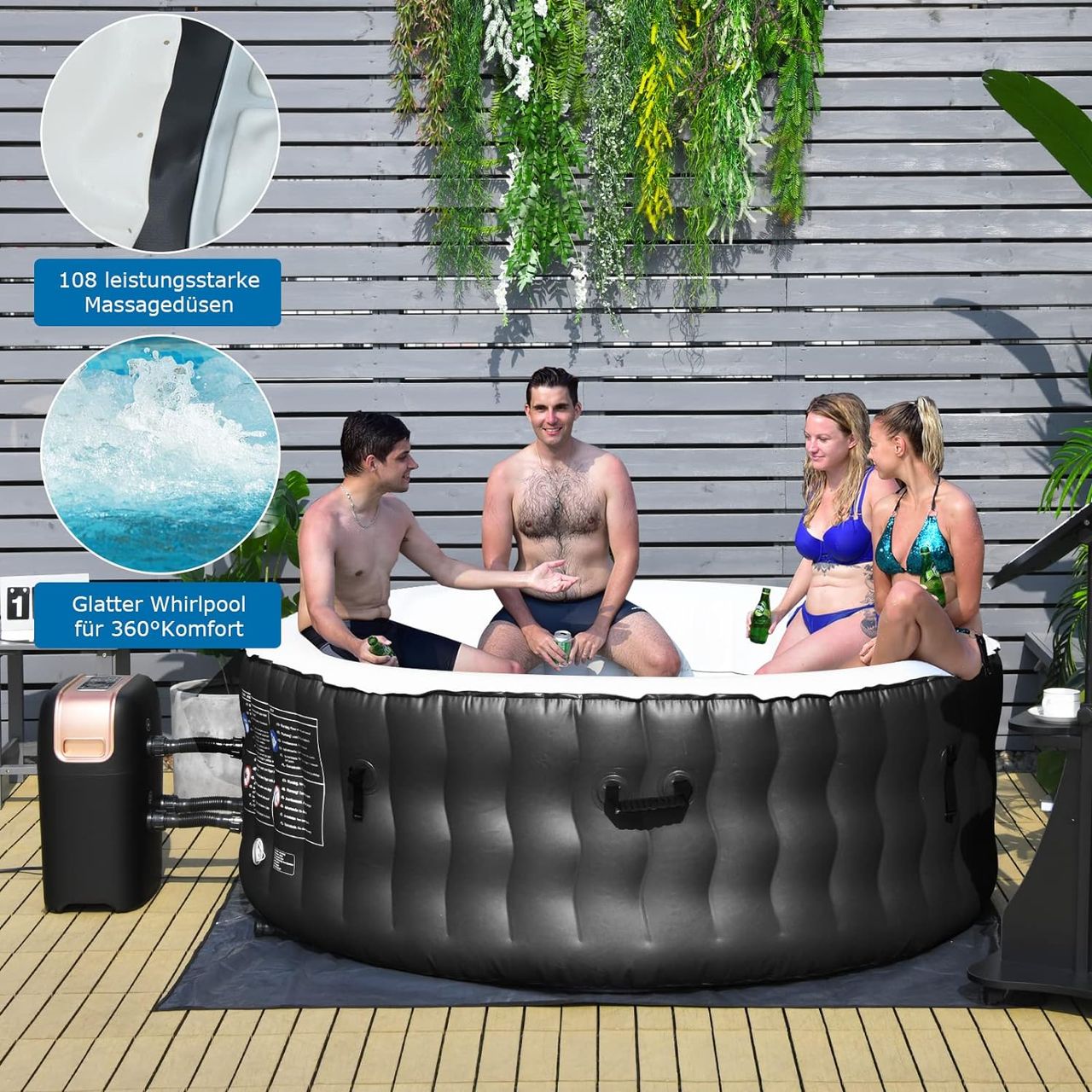 Costway Aufblasbarer Whirlpool Ø180cm | 4 Personen