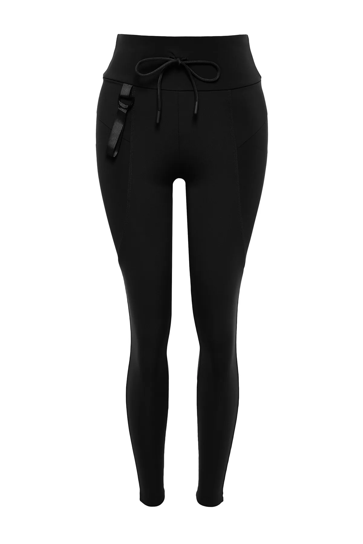 Trendyol Collection  Schwarze formende, gestrickte Sportstrumpfhose in voller Länge mit Bindeband an der Taille und Taschendetail THMAW24TY00010
