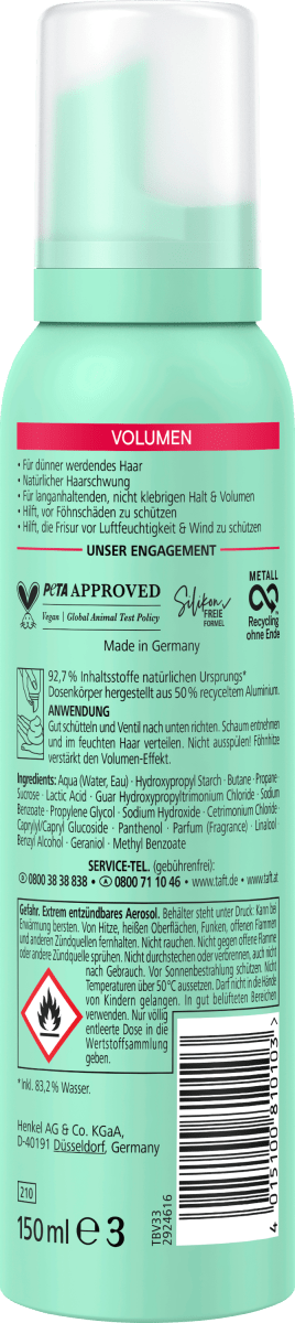 Schaumfestiger Volumen, für dünner werdendes Haar, 150 ml