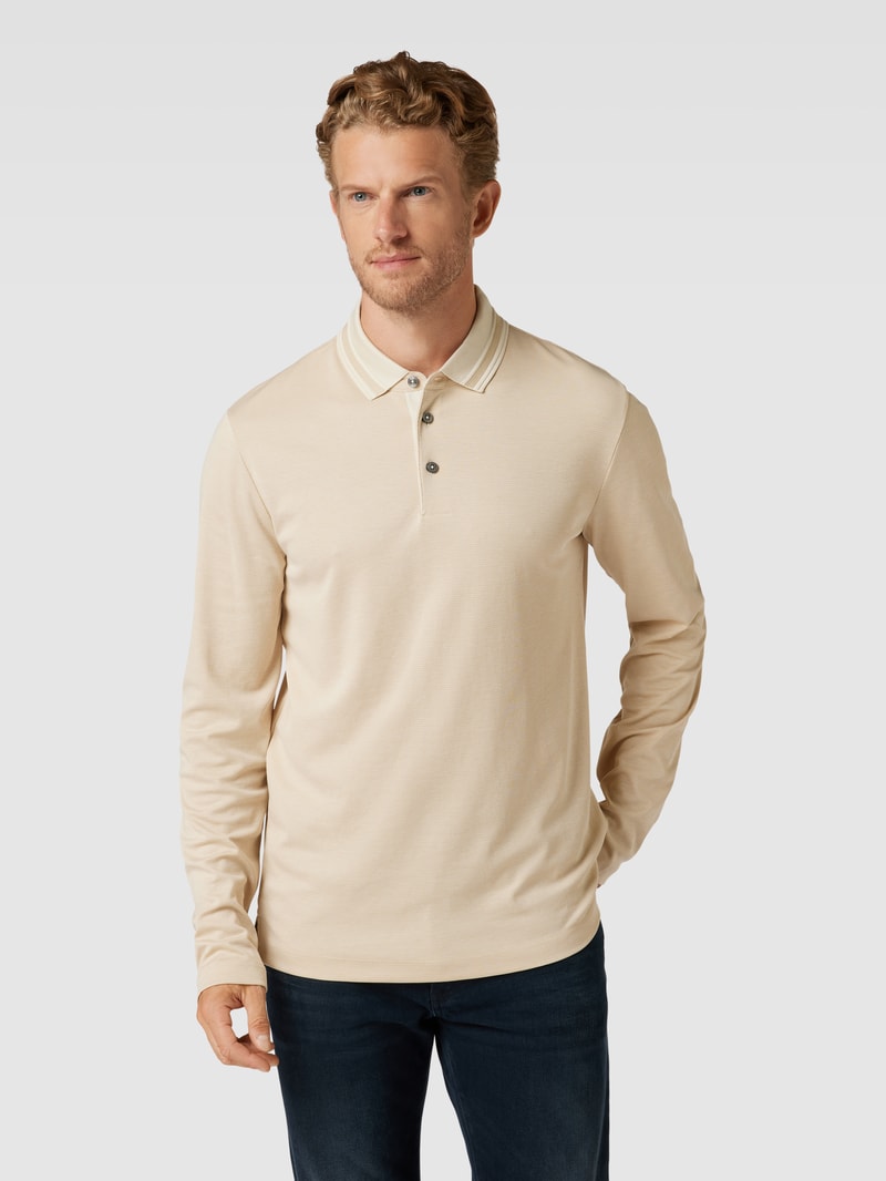 Poloshirt mit Strukturmuster Modell 'Pleins' in offwhite