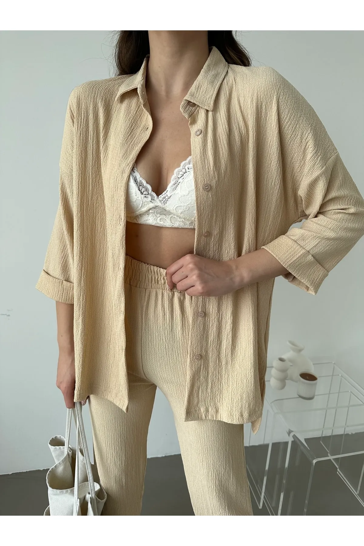 BEJNA  Zweiteiler - Beige - Regular Fit