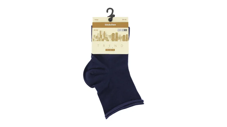 MOVE UP Damen Socken mit Rollrand uni navy