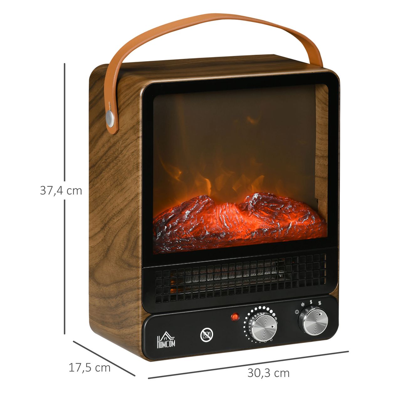 HOMCOM Elektrokamin mit Einstellbarer Temperatur Rrealistische Flammen