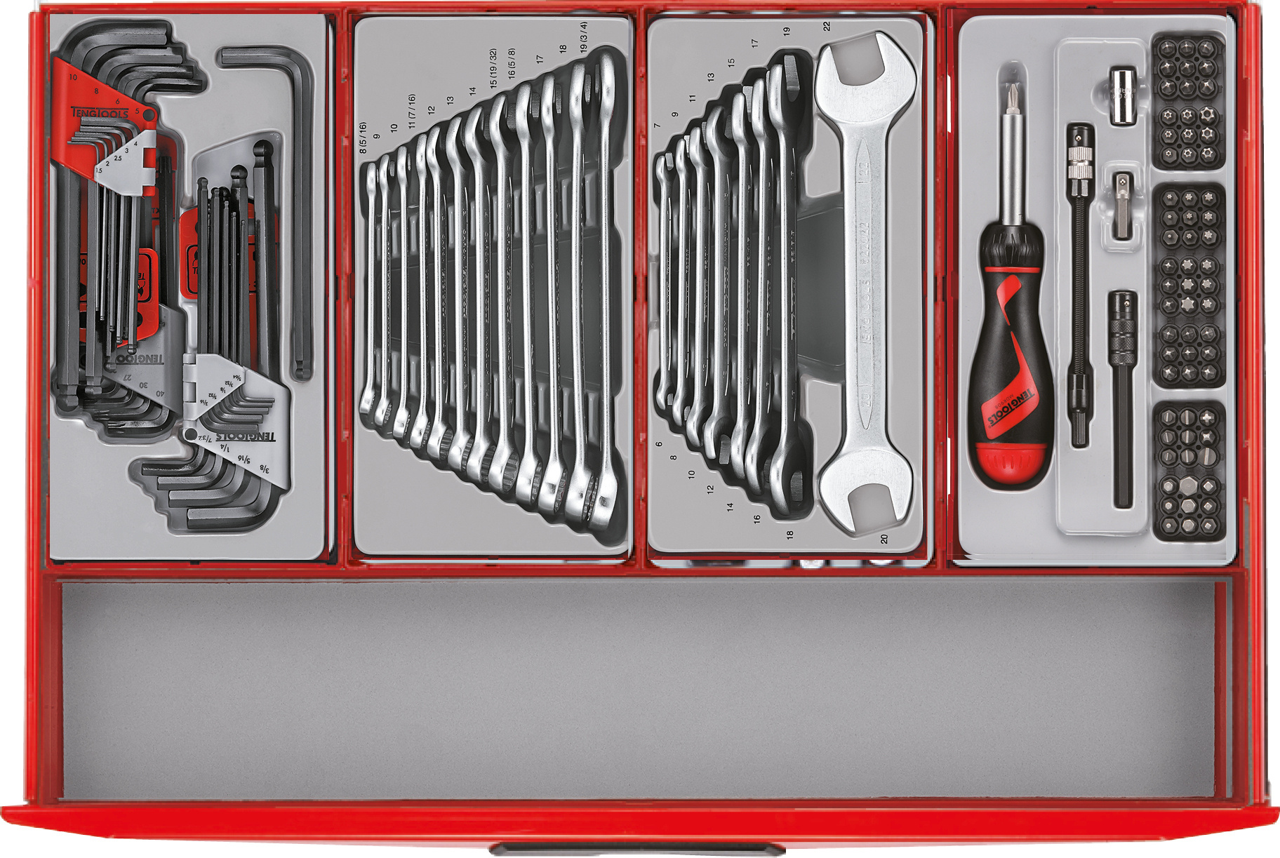 Teng Tools 122390160 TCMM259EV Κόκκινο μίνι σετ εργαλείων με 7 συρτάρια