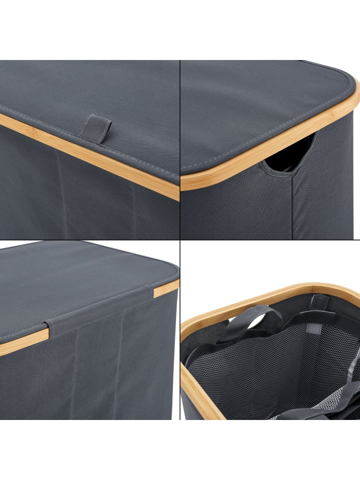 en.casa Wäschekorb Rusko in Grau (H)69cm (B)57cm (T)37cm (V)140l günstig kaufen onesize