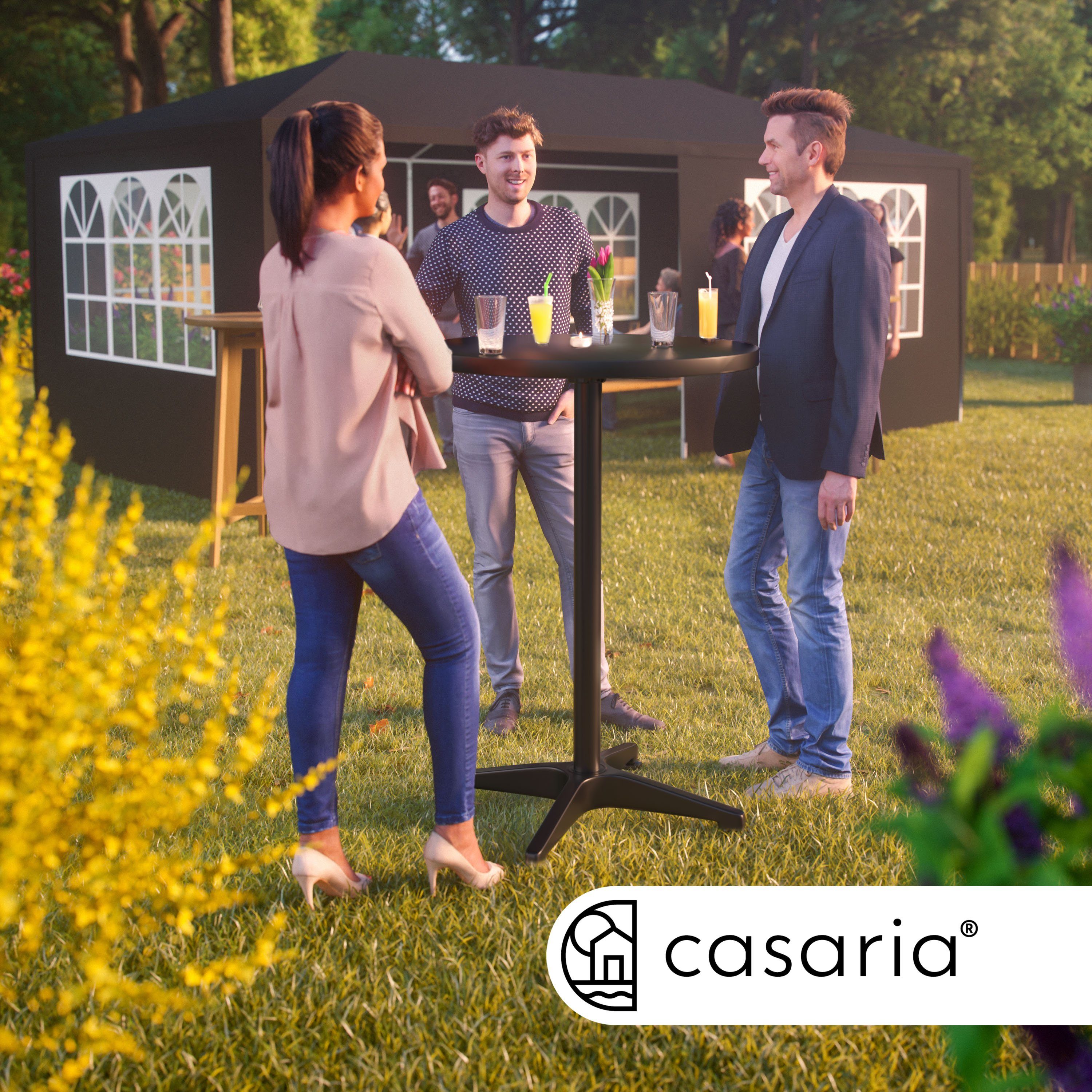 Casaria Stehtisch, Höhenverstellbar 70cm/115cm Hoch Alu Rund Ø60cm Bistrotisch Wetterfest