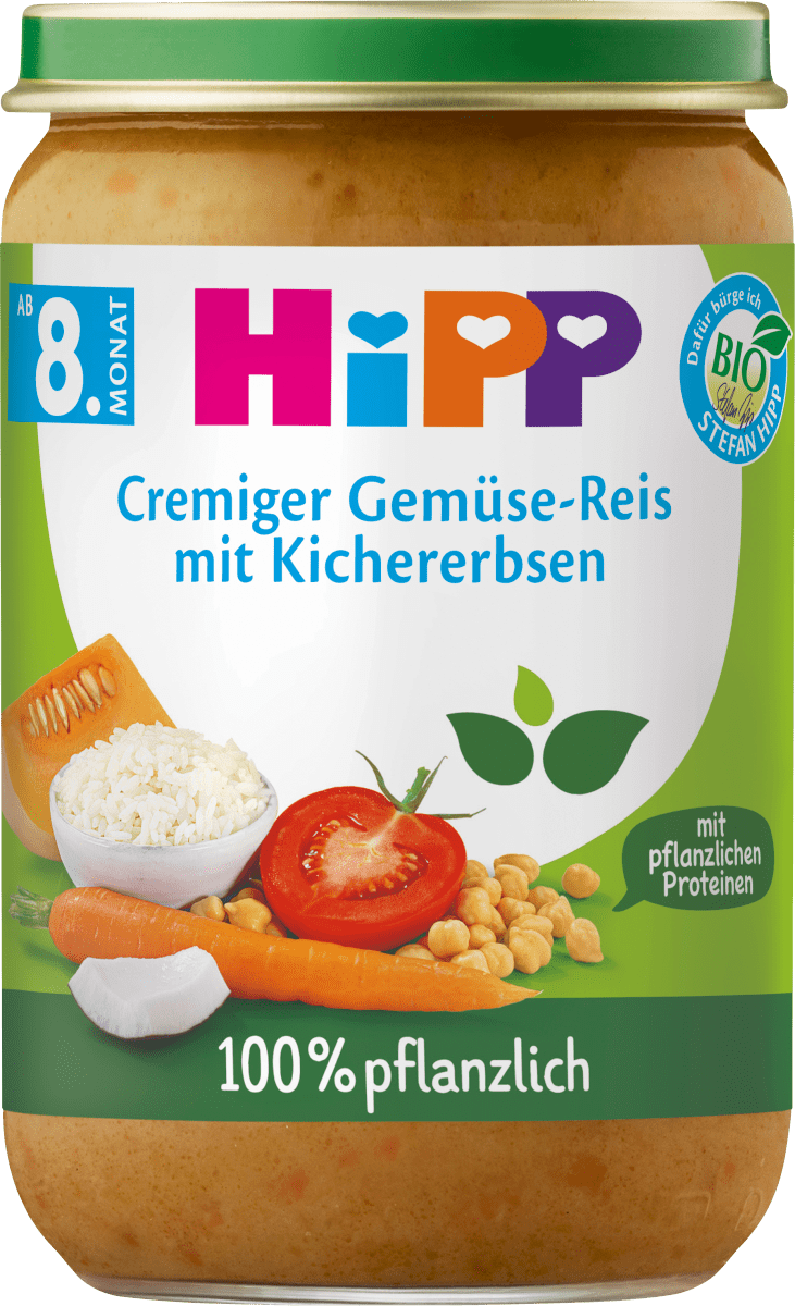 Menü Cremiger Gemüse-Reis mit Kichererbsen ab 8. Monat pflanzlich, 220 g