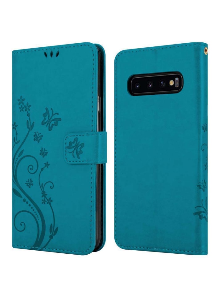 cadorabo Hülle für Samsung Galaxy S10 4G Blumen Design in FLORAL BLAU günstig kaufen Samsung Galaxy S10