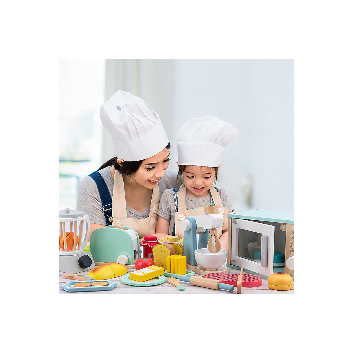 Spielzeugset für die Kinderküche Simulierter Ofen-Entsafter, Kaffeemaschine, Mixer, Holzspielzeug