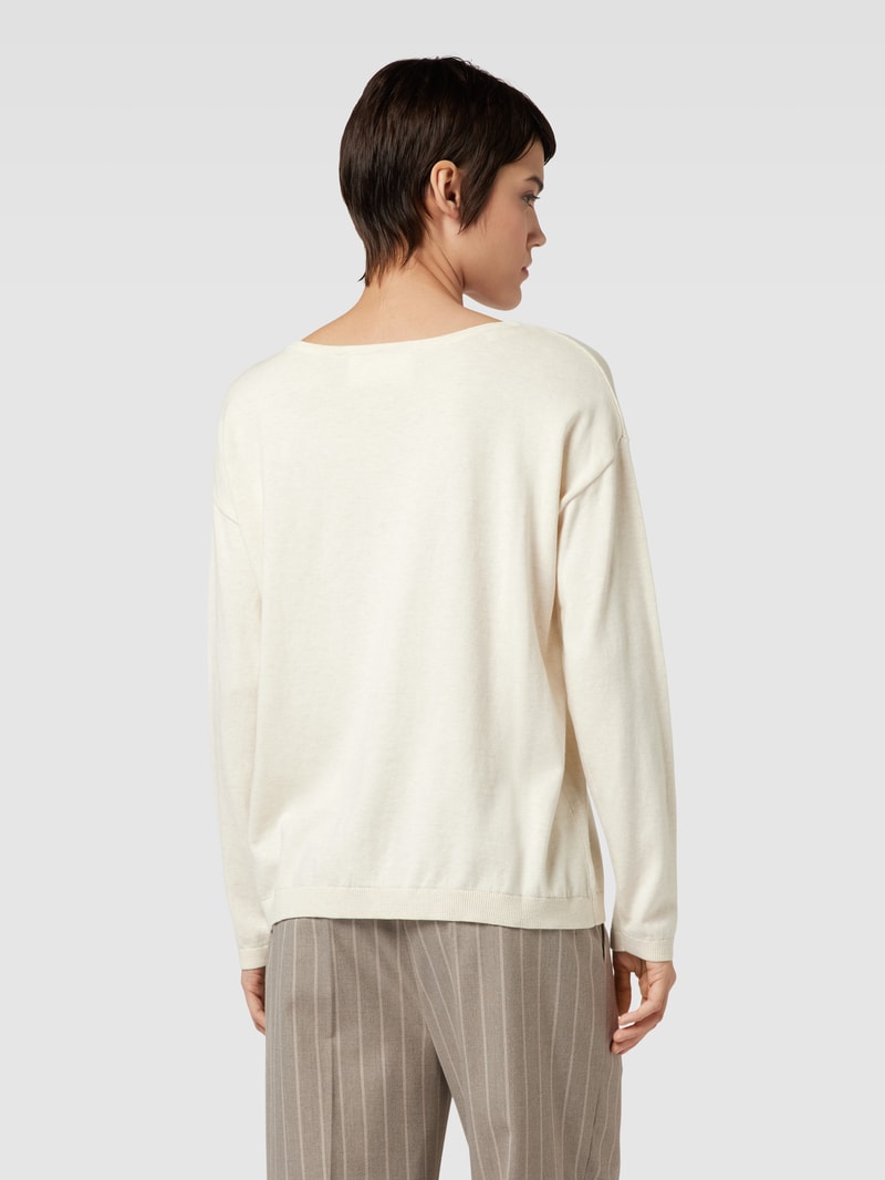 Strickpullover mit U-Boot-Ausschnitt Modell 'BERGA' in ecru meliert