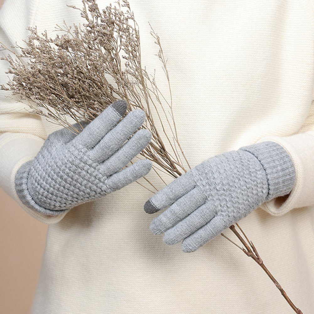 LAPA HOME Strickhandschuhe Damen Touchscreen Winterhandschuhe Warme Elastizität Sporthandschuhe (Paar) Outdoor Strick Handschuhe für Täglich, Radfahren und Freizeit