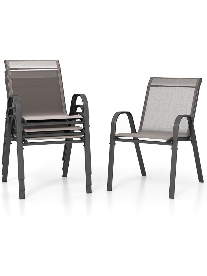 COSTWAY 4er Set Gartenstühle 56x70x84cm in Grau günstig kaufen onesize