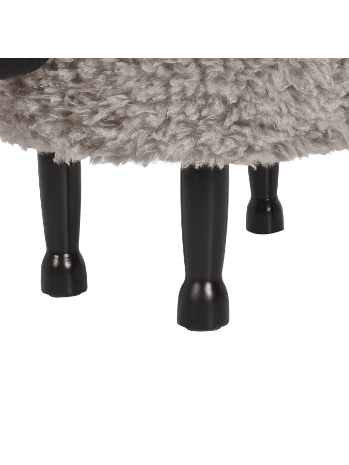 Beliani Tierhocker SHEEP in Grau/Dunkler Holzfarbton/Schwarz günstig kaufen onesize