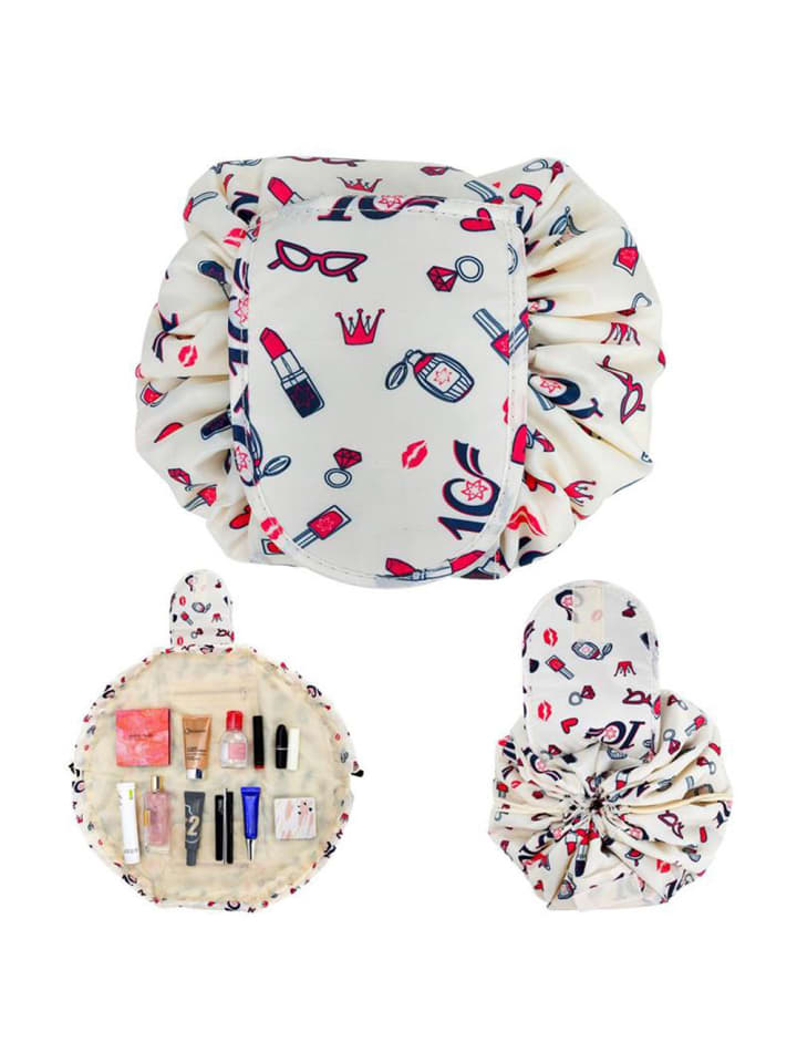 Intirilife One Step Kulturbeutel mit Kordel in CREME GIRLY MOTIV günstig kaufen onesize