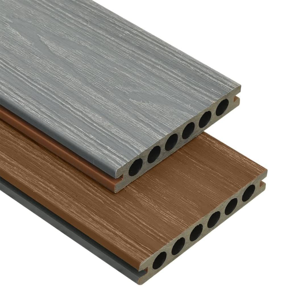 Teppichboden WPC Terrassendielen mit Zubehör Braun und Grau 10 m² 2,2 m, vidaXL
