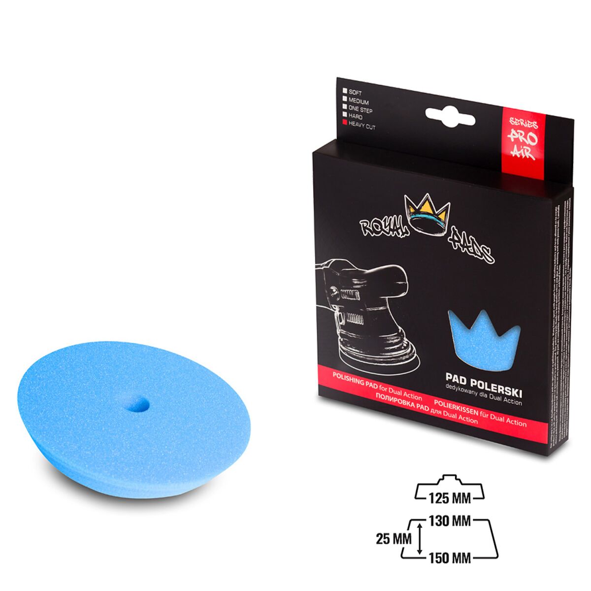 Royal Pads AIR Heavy Cut Schaum-Polierpad 130mm blau