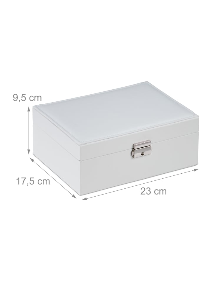 relaxdays Schmuckkasten in Weiß - (B)23 x (H)9,5 x (T)17,5 cm günstig kaufen onesize