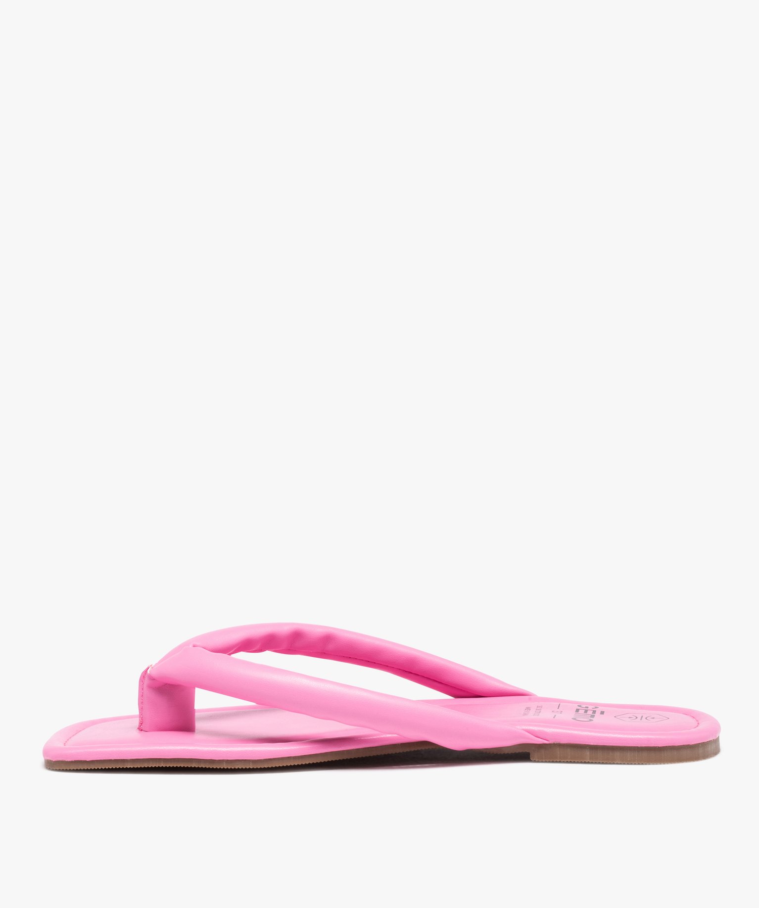 Sandales femme à entre-doigts uni matelassé rose | GEMO
