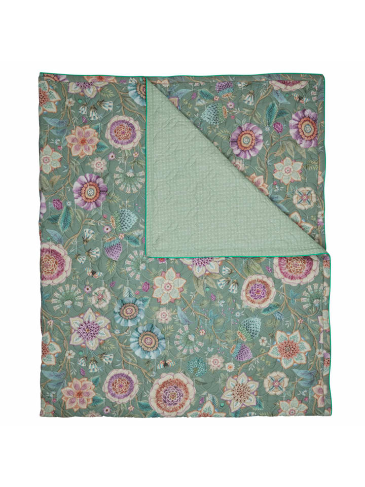 PiP Studio Tagesdecke Viva Las Flores in Grün günstig kaufen 180 x 260 cm