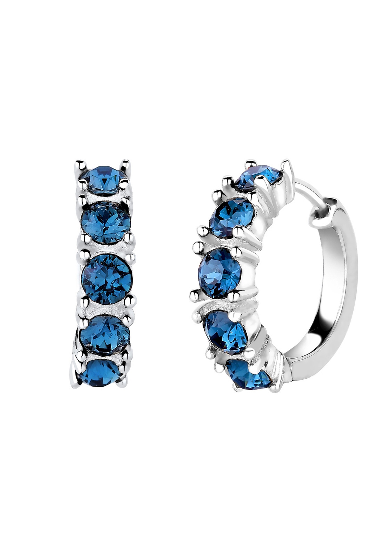 Elli Women's hoop earrings with blue crystals in 925 sterling silver