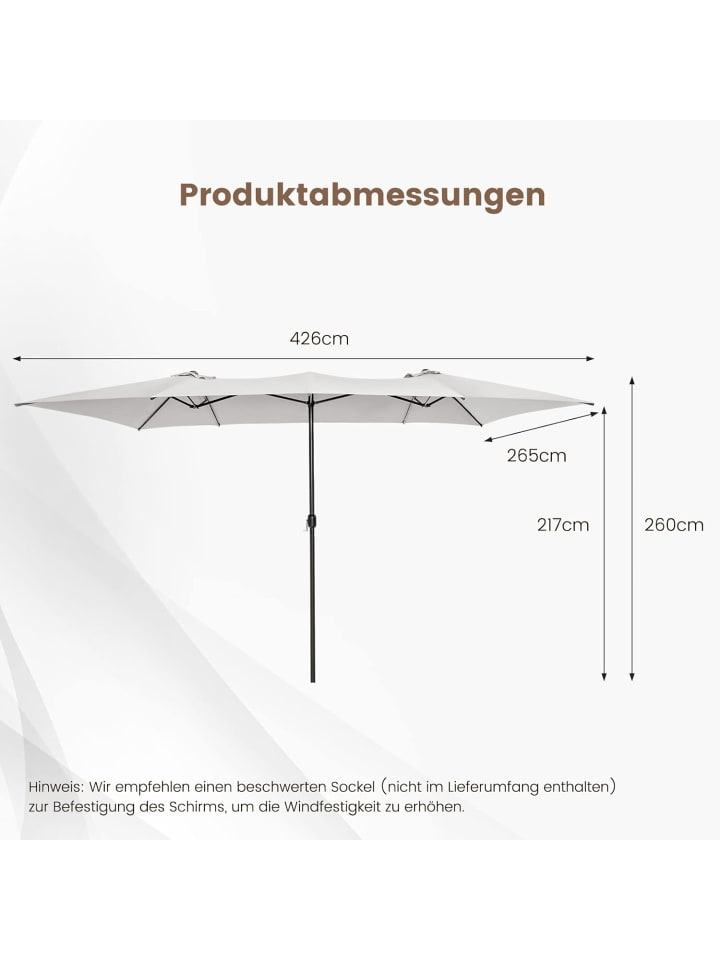 COSTWAY Doppelsonnenschirm 426x265cm in Beige günstig kaufen onesize