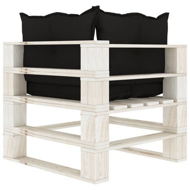 vidaXL Loungesofa Garten-Paletten-Ecksofa mit Kissen in Schwarz Holz, 1 Teile