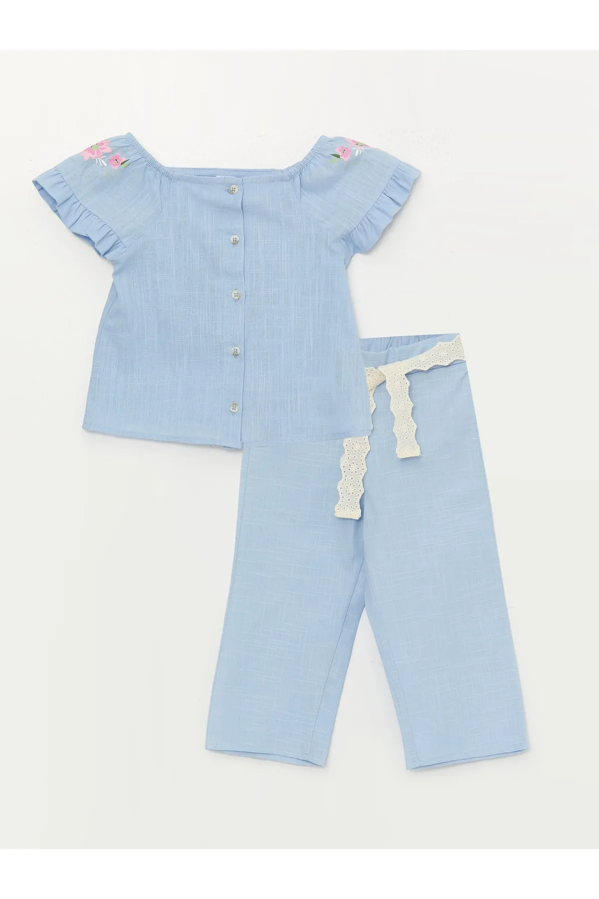 LC Waikiki  2er-Set aus Hemd und Hose mit eckigem Kragen für Baby-Mädchen