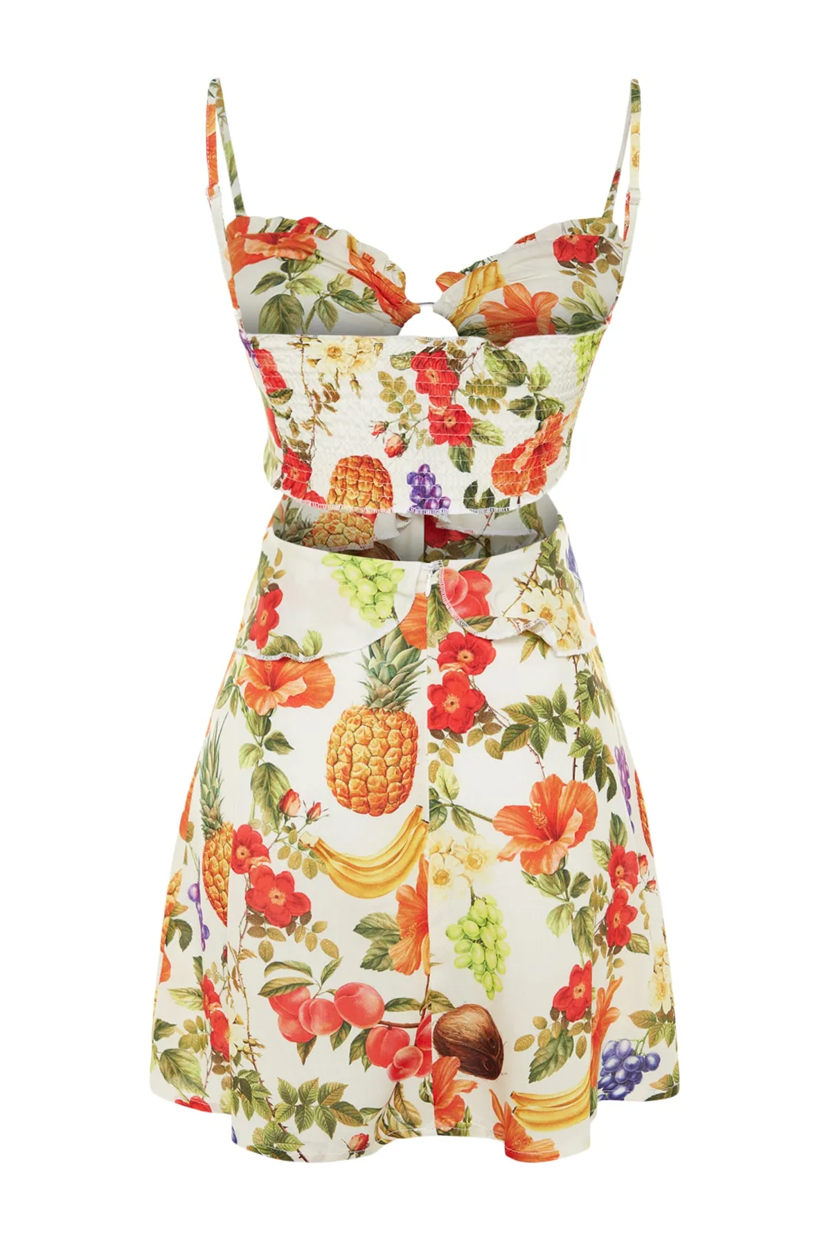 Trendyol Collection  Mini-Strandkleid mit gewebten Accessoires und Blumenmuster TBESS21EL1054