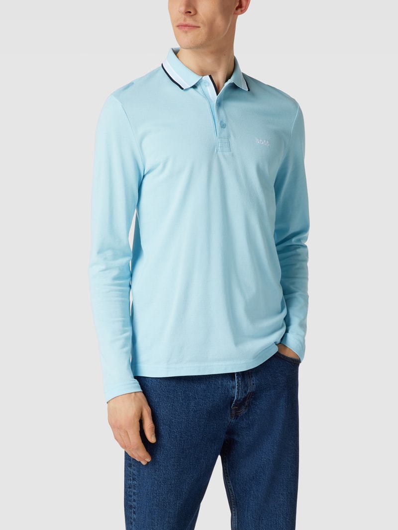 Poloshirt im langärmeligen Design Modell 'PLISY' in hellblau