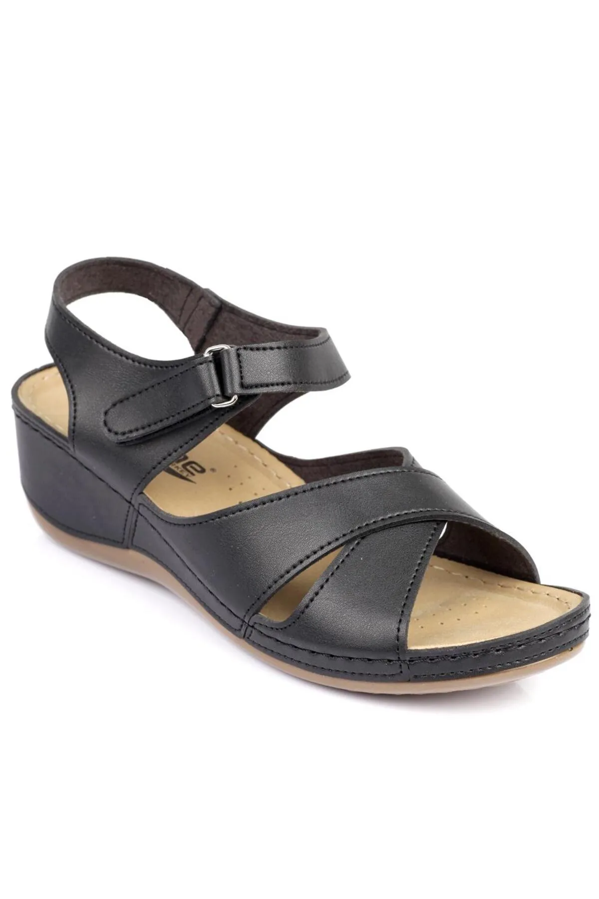 Capone Outfitters  Capone Z6312 Schwarze anatomische Komfort-Sandalen für Damen