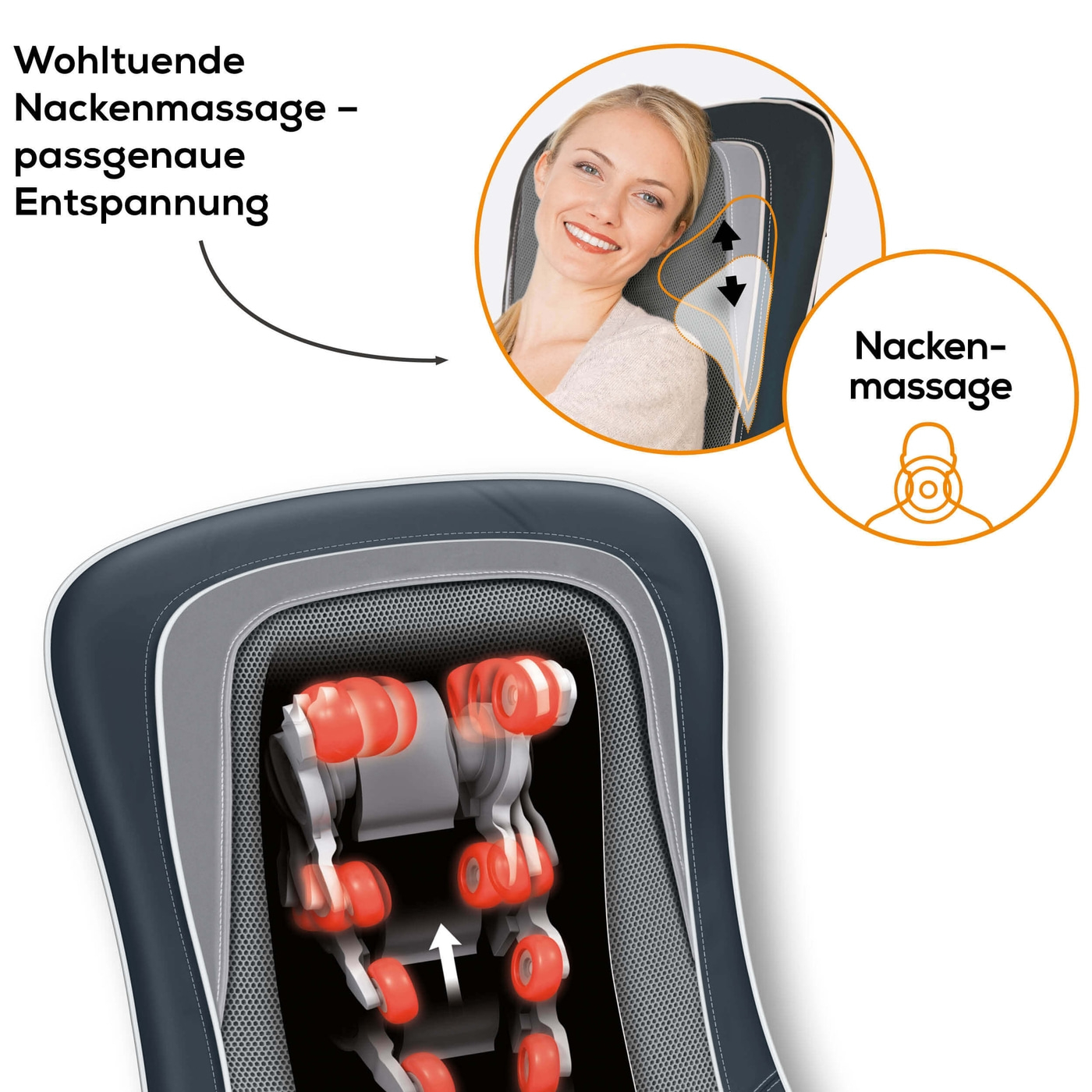 Beurer MG 315 Shiatsu Sitzauflage-Massagesitzauflage für tiefenwirksame Shiatsu, Rolling und Swing Massage