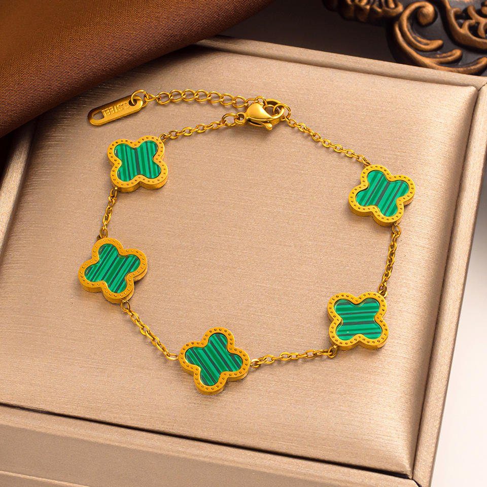 ENGELSINN Armband Schmuck Armreif Charm Armband Armreif Kettenarmband Blume Grün (1-tlg), inkl. Geschenkbox