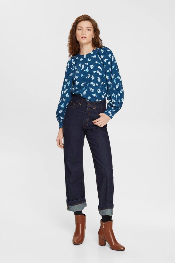 Bluse aus floralem Seersucker