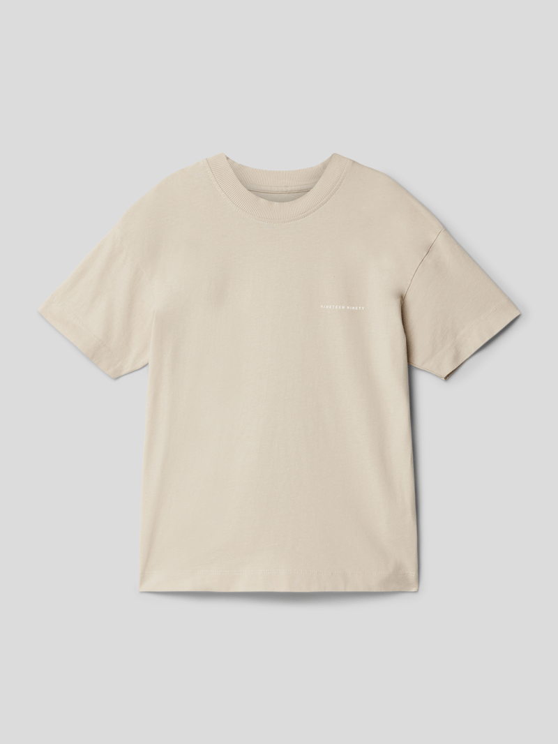 T-Shirt mit geripptem Rundhalsausschnitt Modell 'JORDUST' in ecru
