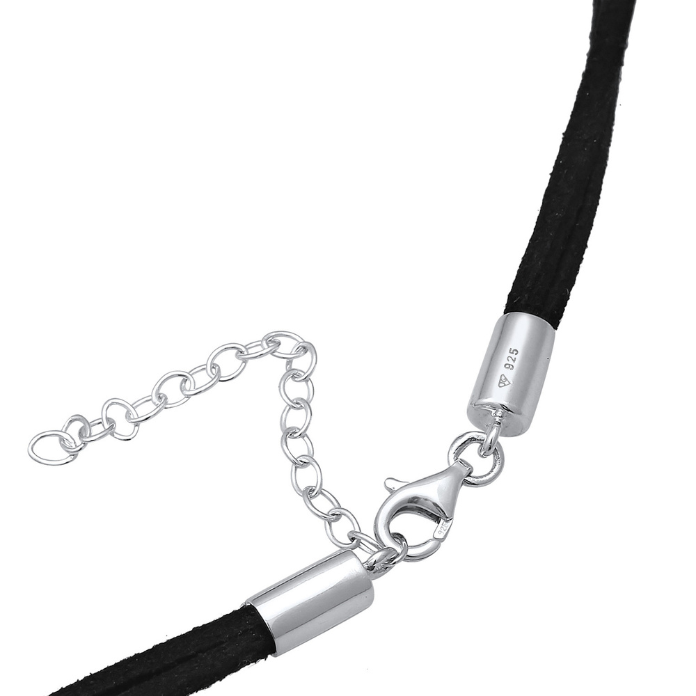 Elli Elli Collier Femmes Choker Tendance Cercle avec Cuir Velours Noir en Argent Sterl collier