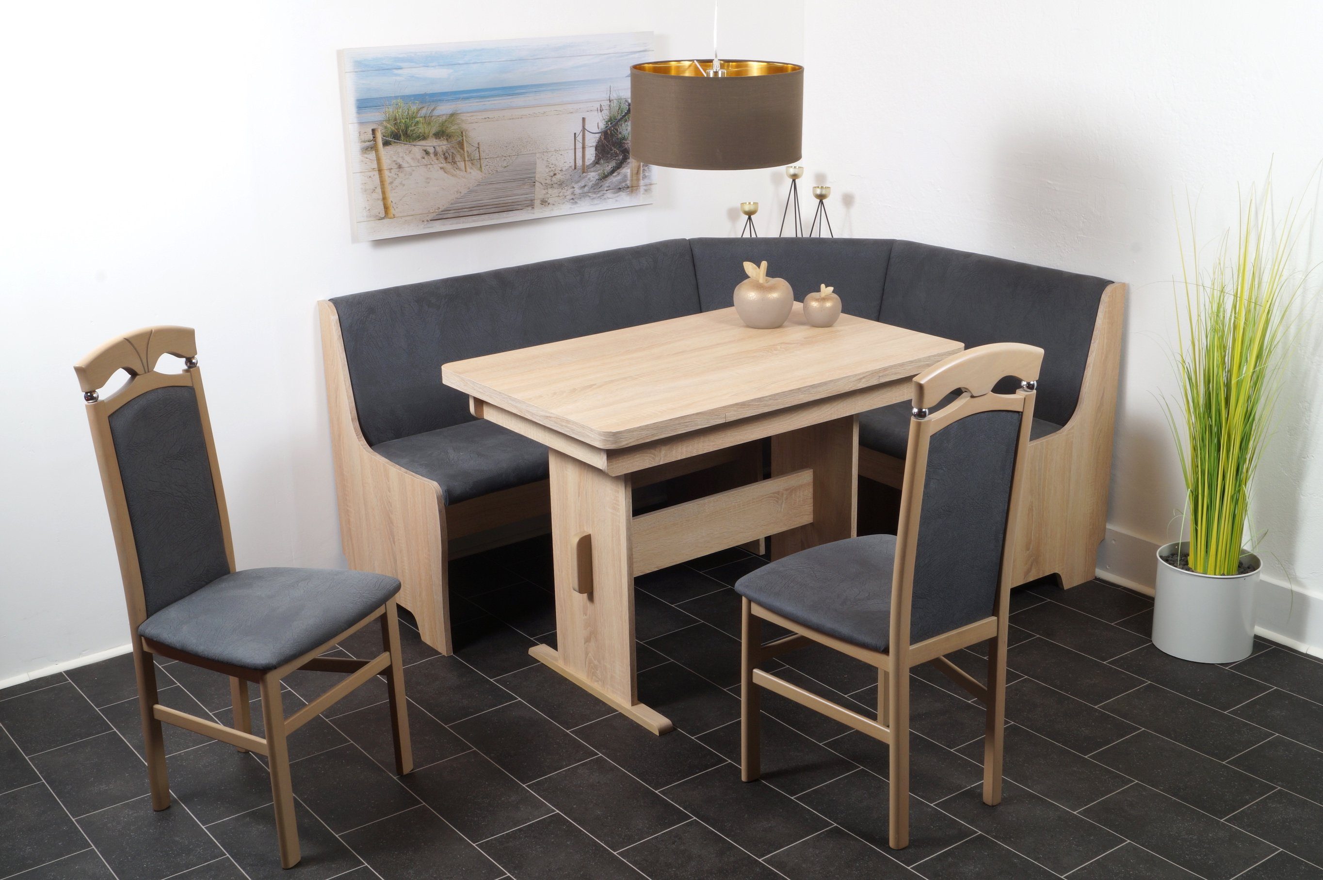 Stolebaenk Eckbankgruppe Emden MAANTI, (Eckbank Set, 1 x Eckbank, 1 x Tisch, 2 x Stuhl), 48000 Scheuertouren sehr belastbarer Bezug