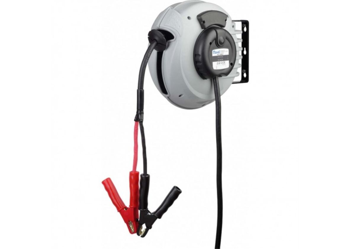 Contimac 568809100 Kompakte Schlauchtrommel mit Kfz-Ladekabel + Klemme 6 m