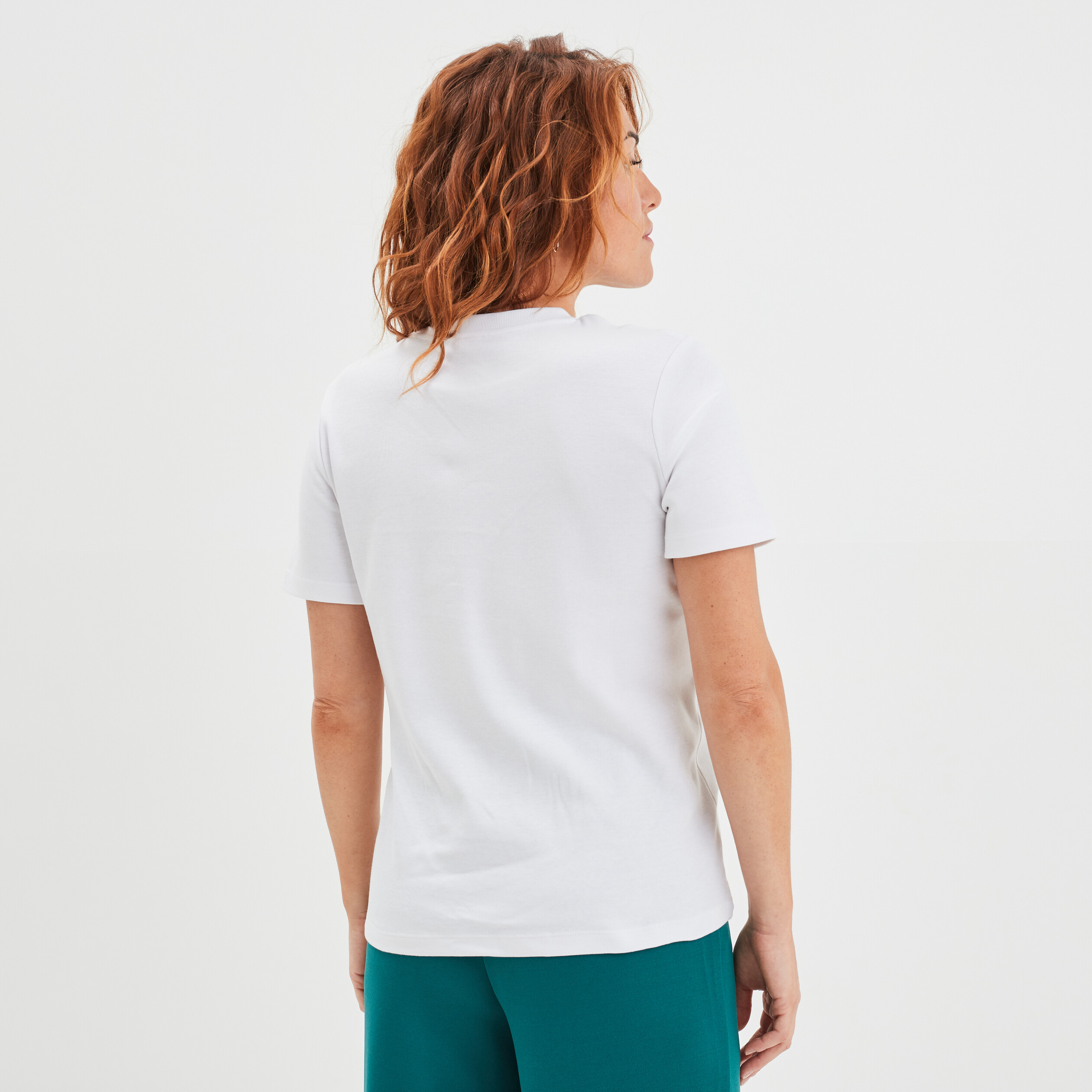T-shirt boutons strass à l'épaule coton blanc femme | La Halle
