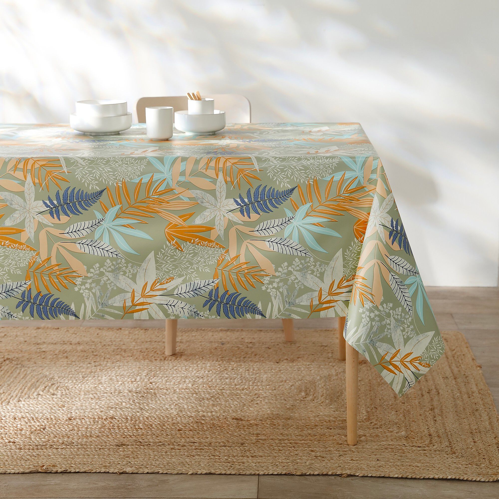 Nappe toile cirée imprimée feuillages